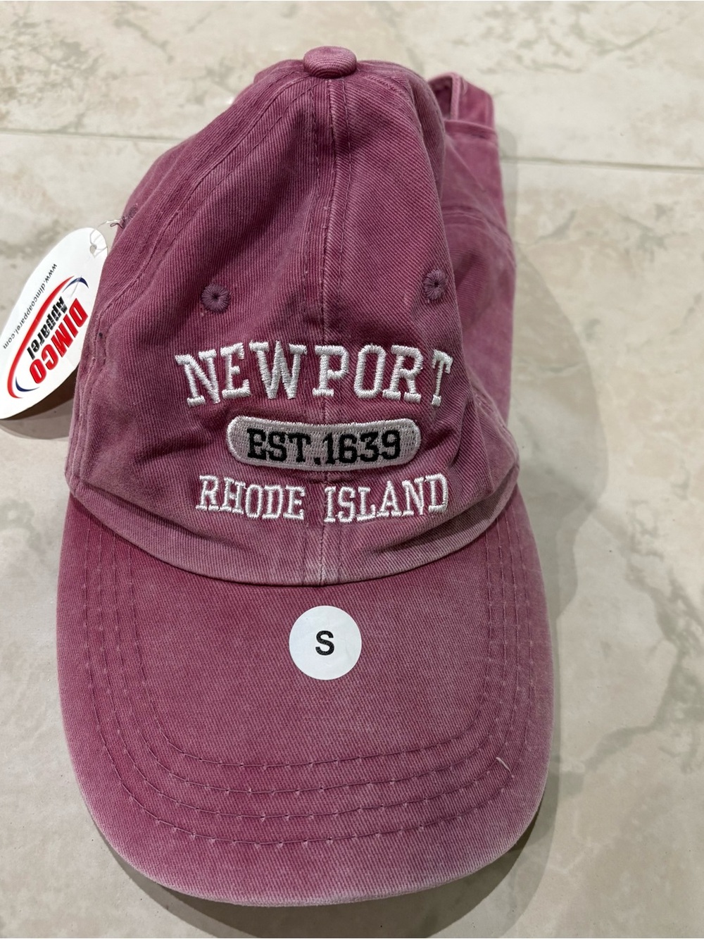 Newport Rhode Island EST 1639 Embroidered Baseball Cap - Dusty Rose